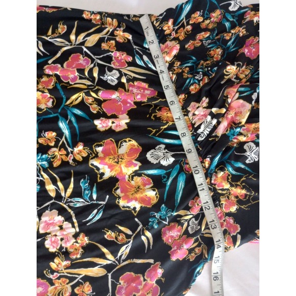 Soma Maxi Sleeveless Faux Wrap Double V Dress Size Medium Black Floral Soft - Picture 6 of 8